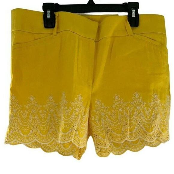 Ann Taylor Loft Shorts Women's Size 6 Linen Embroidered Eyelet Scallop Hem - Picture 5 of 12